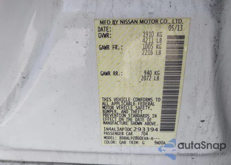 2013 Nissan Altima 2.5 z USA, uszkodzony, nr VIN 1N4AL3AP3DC293394